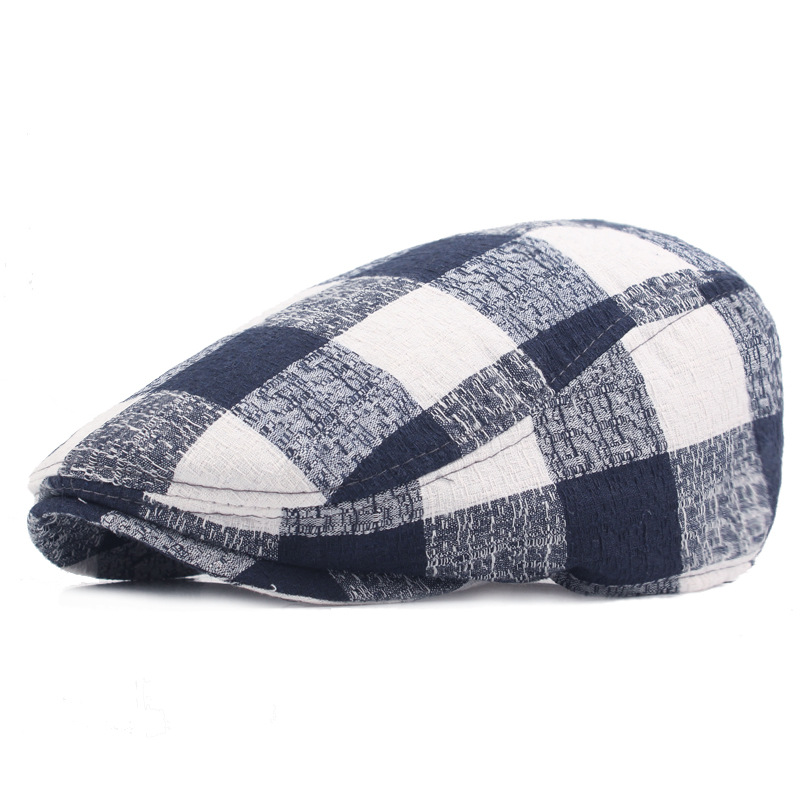Ladies plaid cloth beret Navy Blue - Shop at LoveMi