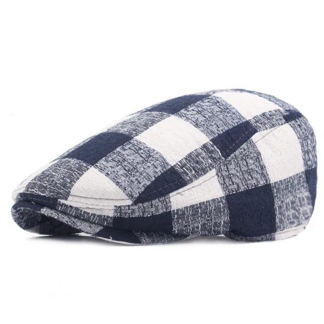 Ladies plaid cloth beret Navy - Shop at LoveMi