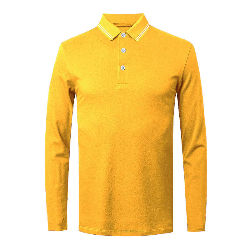 Fall Long Sleeved Solid Color Lapel Polo Shirt Men's Top