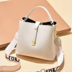 Women's Bucket Bag, Shoulder Bag, Messenger Bag - White - View 1