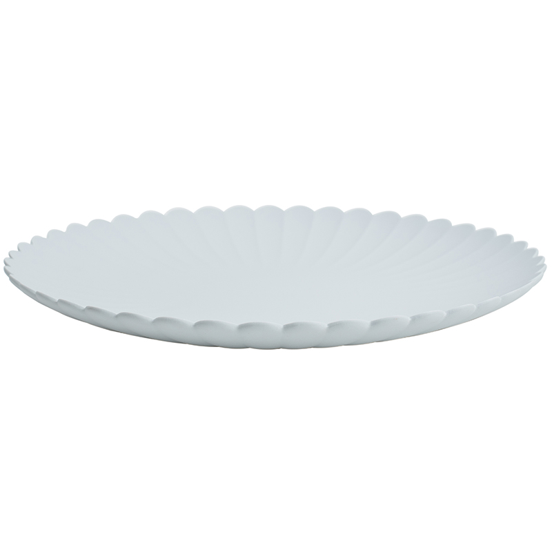 Simple Gray And White Frosted Chrysanthemum Dinner Plate