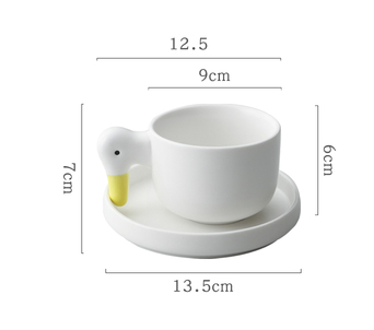 إضافة وعاء خزفي صغير بتصميم بطة مبتكرة  
كوب قهوة بتصميم بطة لطيفة  
قدر شاي  
كوب للتحلية  
صحون طعام لشخص واحد