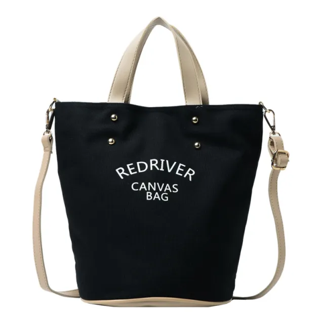 Letter Shoulder Handbag Beach Bucket Bag Black - Shop at LoveMi