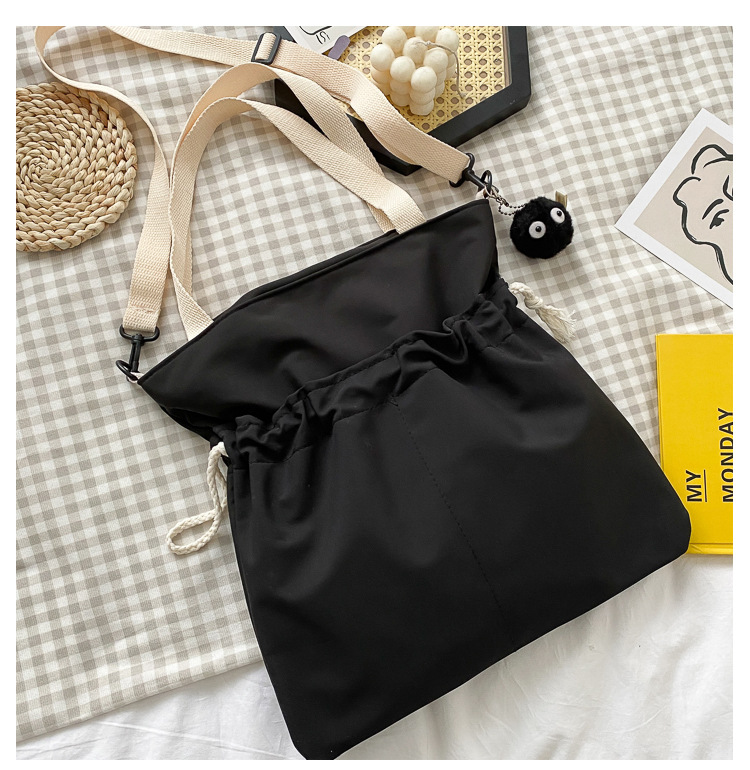 Japanese Ins Casual Large Capacity Messenger Bag Black - Shop at LoveMi