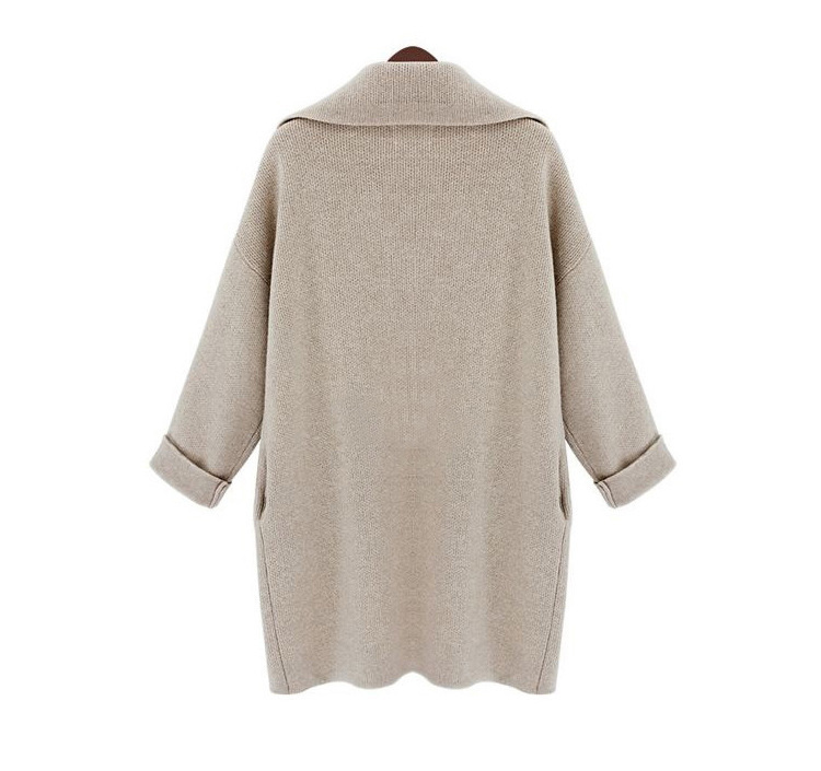 Mid Length Cardigan Women's Sweater Top Loose Solid Color Coat