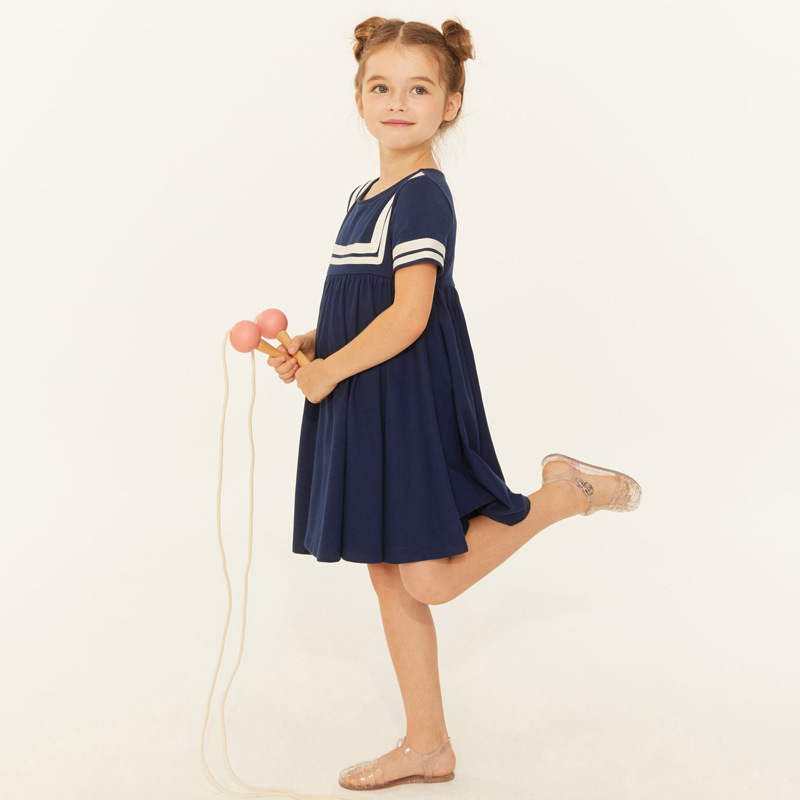 Children'S Dresses European And American Children'S Summer New Style Children'S Skirts  Short-Sleeved Dresses  Sea Soul Shirts
