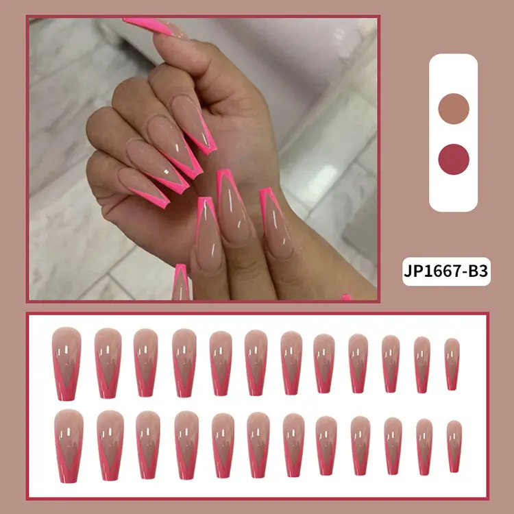 Extra-long Meat Powder Pink Ballet Nail Patch