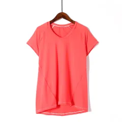 Loose Round Neck Solid Color T-shirt Bottoming Shirt - Red - View 1