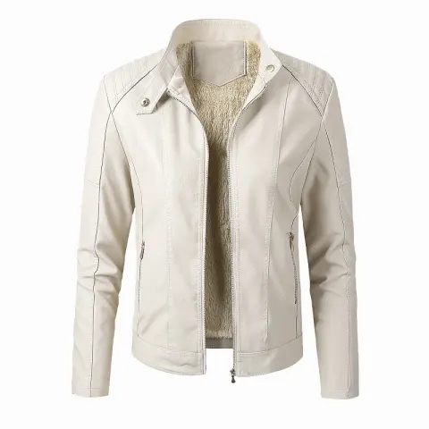 New Women's Leather Jackets Plus Velvet Fashion PU Ladies
