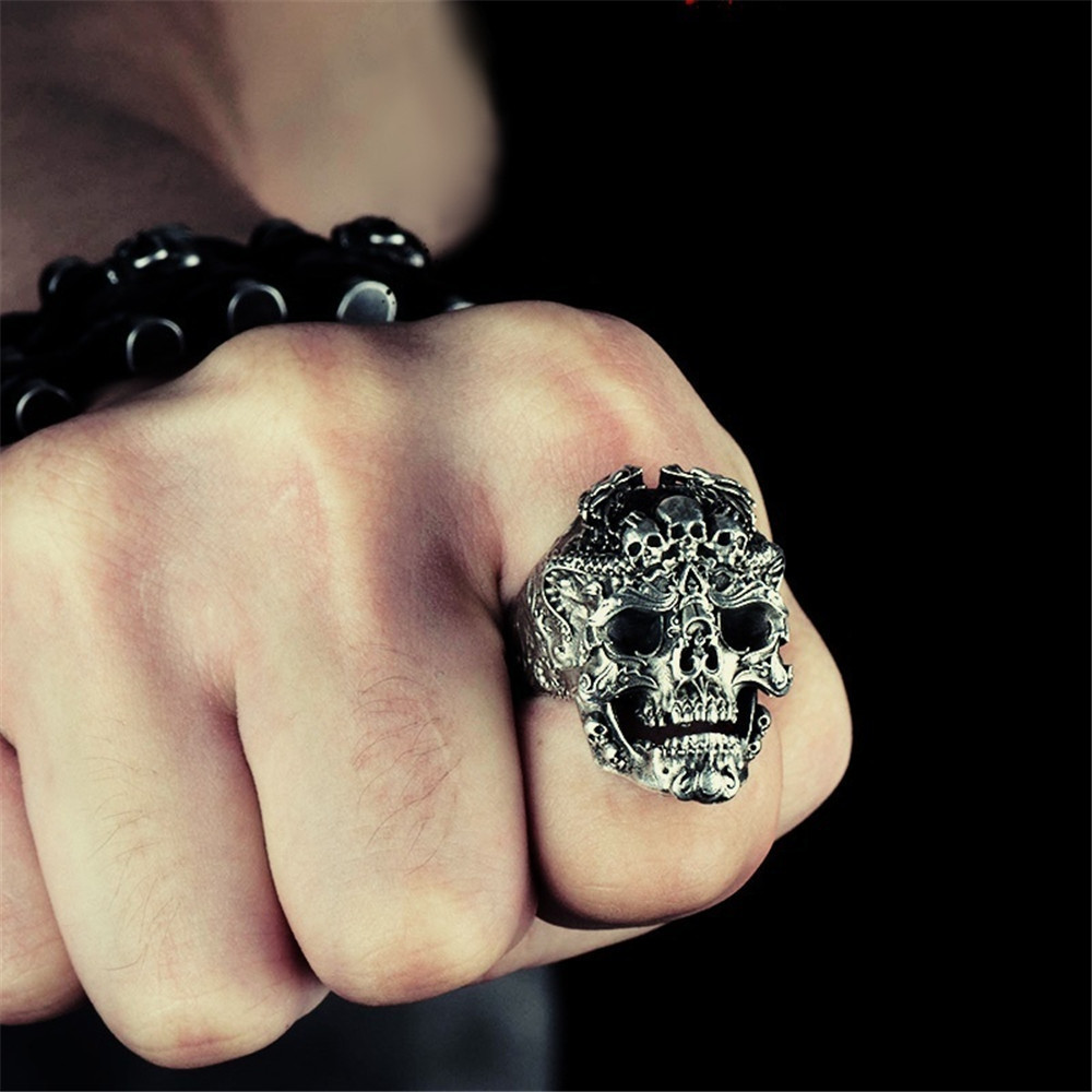 Retro Dragon Head Skull Ring Male Trendy Single Personality Ring Index Finger Ring