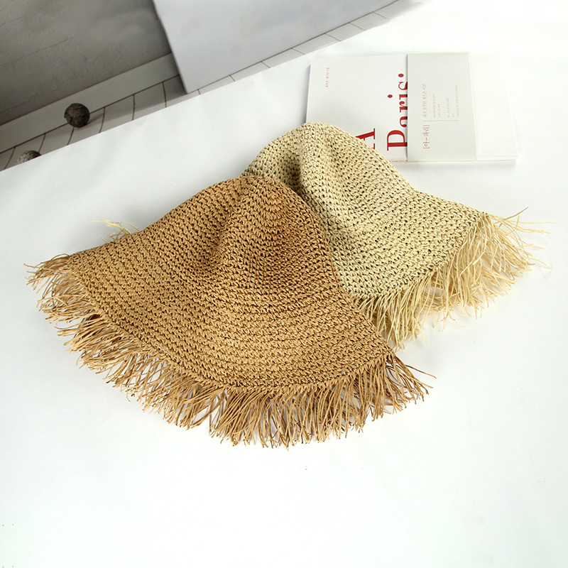 Summer Straw Hat Female Korean Version Of Rough Edge Large Eave Crochet Hat
