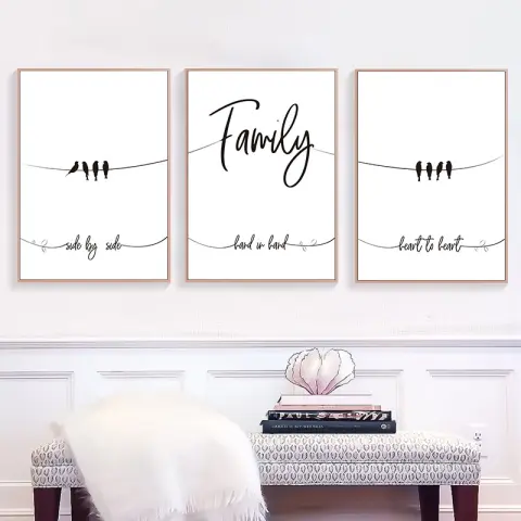 Canvas Painting Black White Pictures Posters Wall-Decor Bird Abstract
