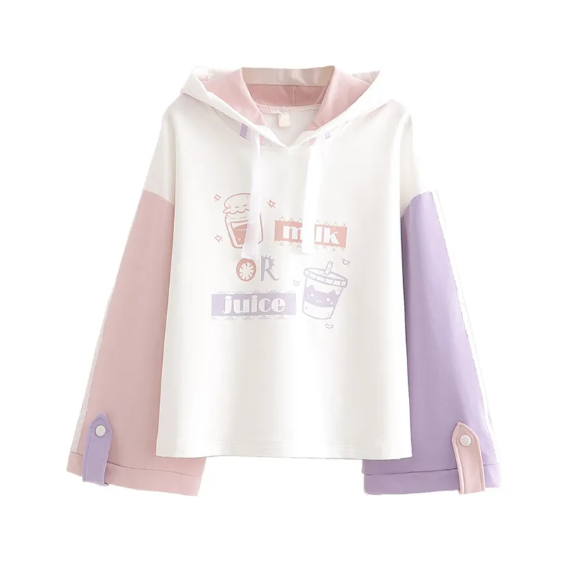 Casual Loose Plus Fleece Sweater 15-year-old Girl's Thin Coat - White