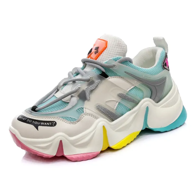 All match Thick soled Increased Net Red Super Fire Casual Running Sneakers Blue - Shop at LoveMi