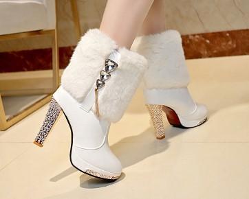 New Thick Heel High Heel Round Toe Short Tube Women'S Martin Boots