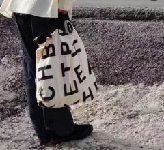 Letter Canvas Bag Pure Cotton Korean - White - View 1