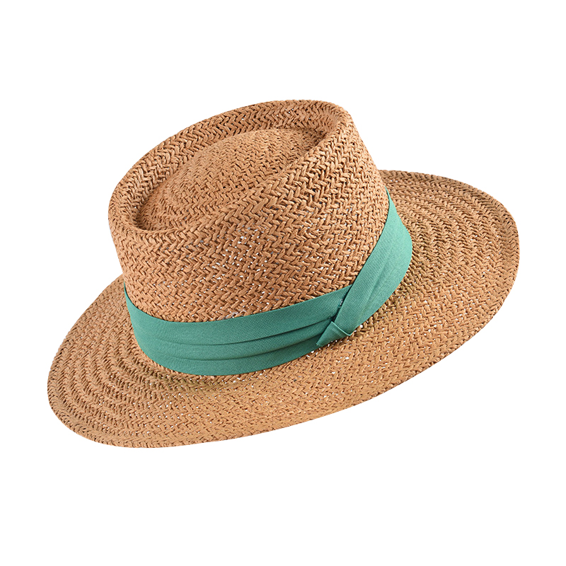 Ladies Hand woven Flat Straw Hat Khaki - Shop at LoveMi