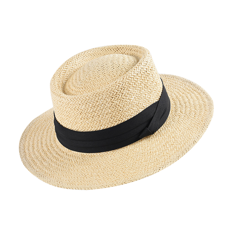 Ladies Hand woven Flat Straw Hat Rice Black - Shop at LoveMi