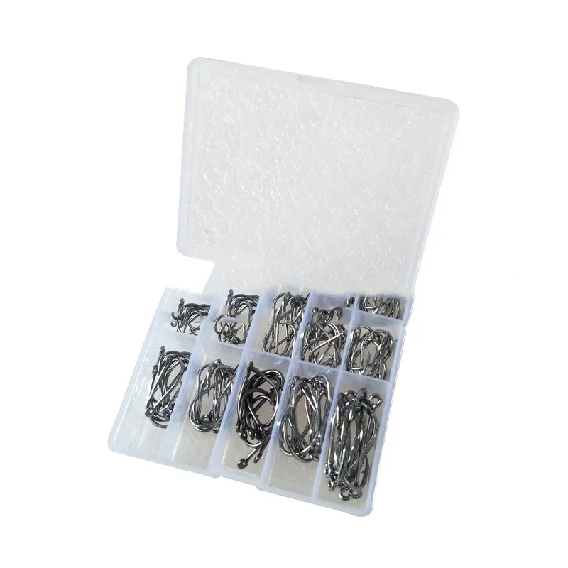 Boxed Fish Hook 100 Pieces Of Tube With Ise Ni 3-12 Barbed Hook, Holed Gold And Black Small Accessories – image 2