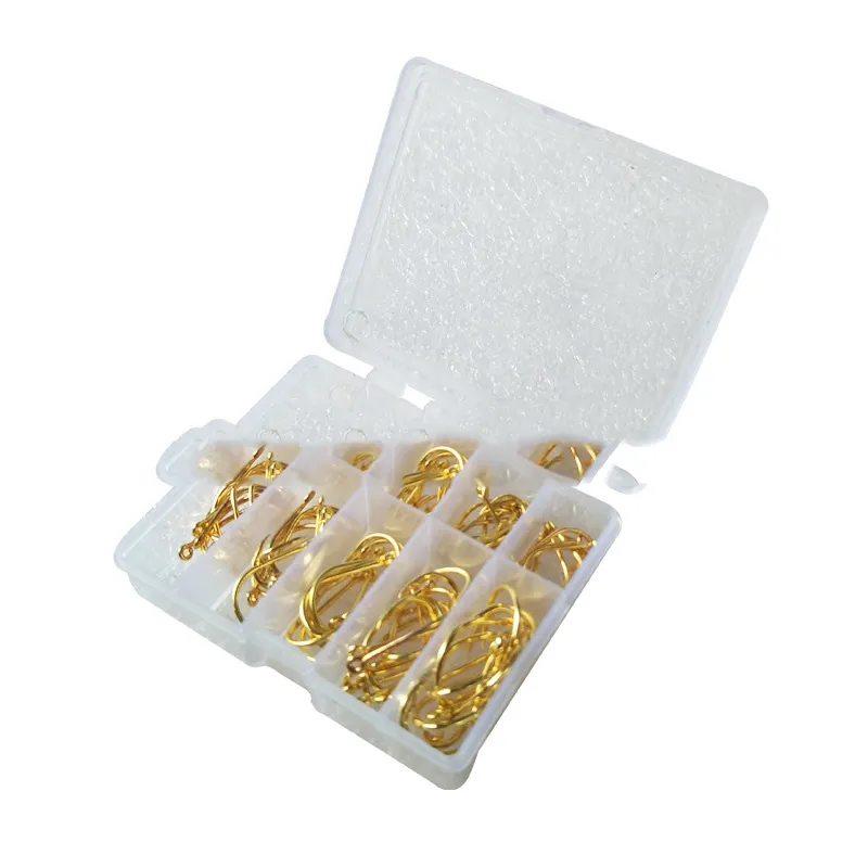 Boxed Fish Hook 100 Pieces Of Tube With Ise Ni 3-12 Barbed Hook, Holed Gold And Black Small Accessories – image 5