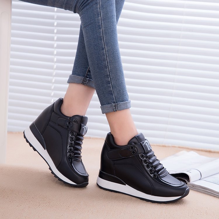 Inner Increase Women'S Shoes Spring Shoes Korean Version Of The Wild Sports Spring Casual Black Increase Small White Shoes