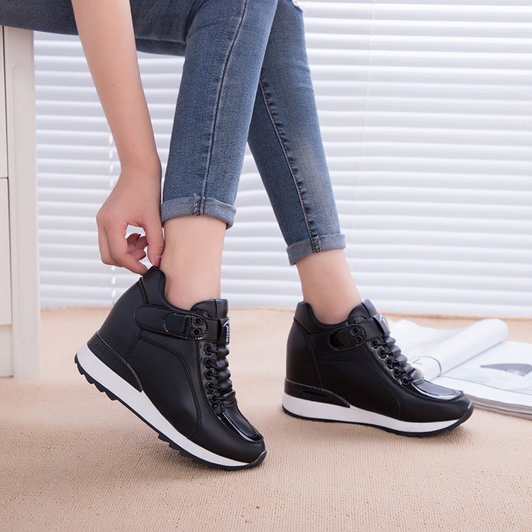Inner Increase Women'S Shoes Spring Shoes Korean Version Of The Wild Sports Spring Casual Black Increase Small White Shoes