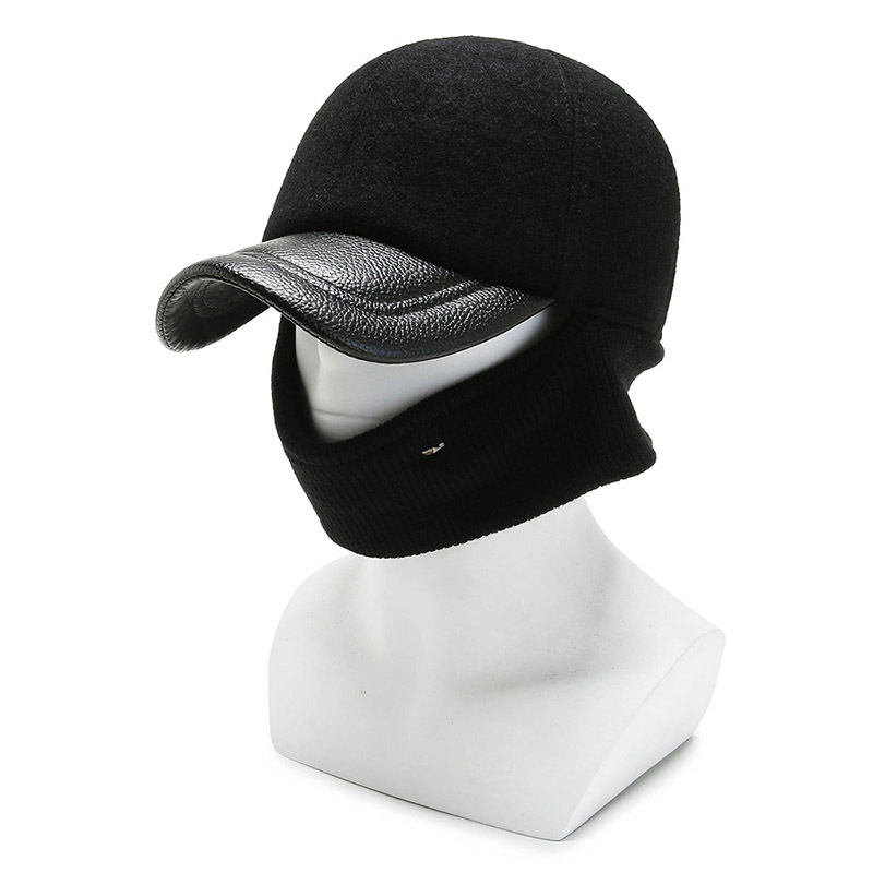Winter warm folding woolen ear protection cotton cap