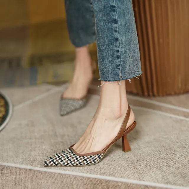 Baotou Sandals Women Stiletto Heel Shoes Brown - Shop at LoveMi