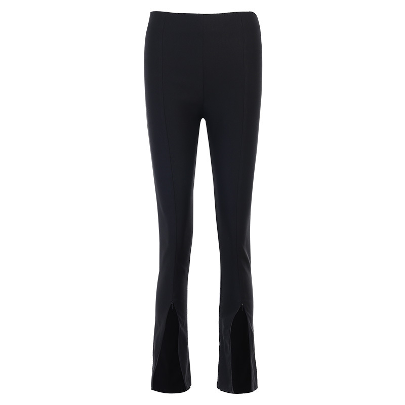 Zipper Slit Slim Trousers Personalized Slim Flared Cropped Trousers