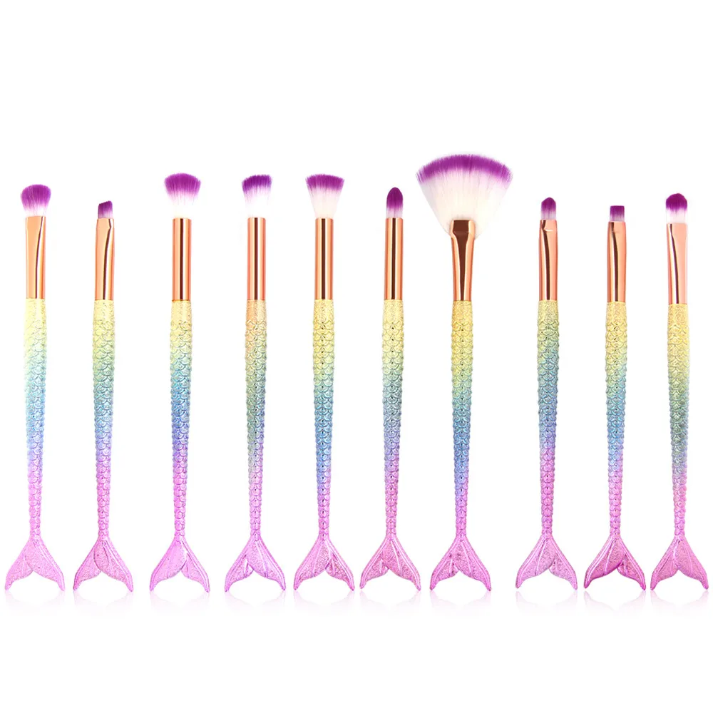 10 Mermaid Makeup Brushes Colorful Fish Scales Eye Beauty