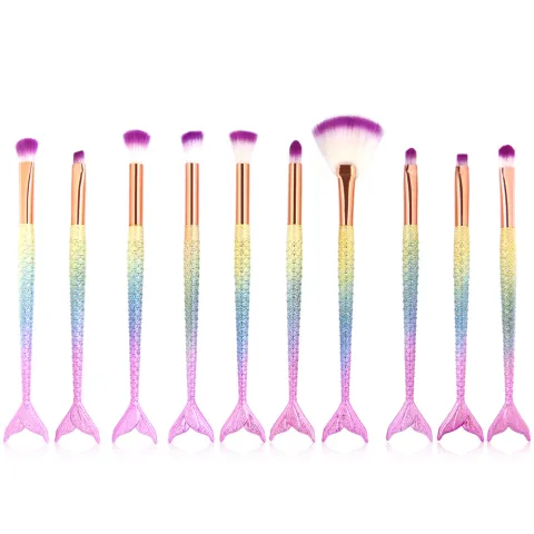 10 Mermaid Makeup Brushes Colorful Fish Scales Eye Beauty