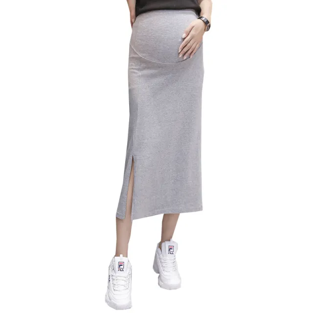 Middle Length Knit Slit Skirt With Hip Wrap Skirt Grey - Shop at LoveMi