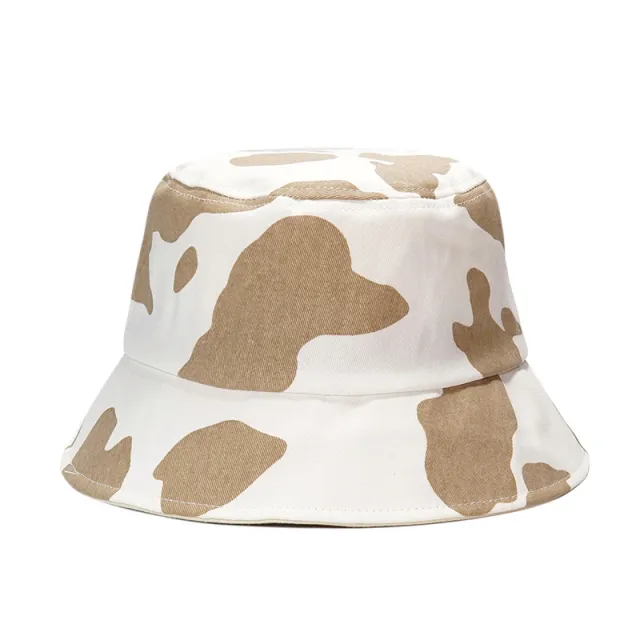 Cow Pattern Hat Female Leisure Outdoor Sunbath Hat Korean Spring And Summer Couple Fisherman Hat Japanese Fashion Sun Hat Khaki - Shop at LoveMi