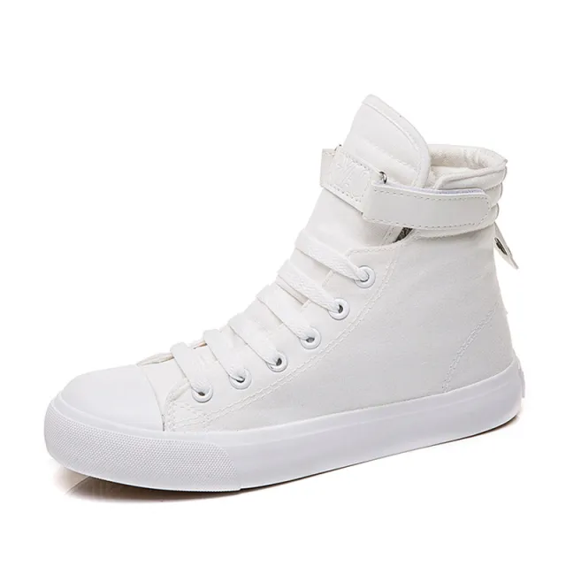 High Top Canvas Shoes Women All Black Velcro Sports White Shoes Women Black - Shop at LoveMi