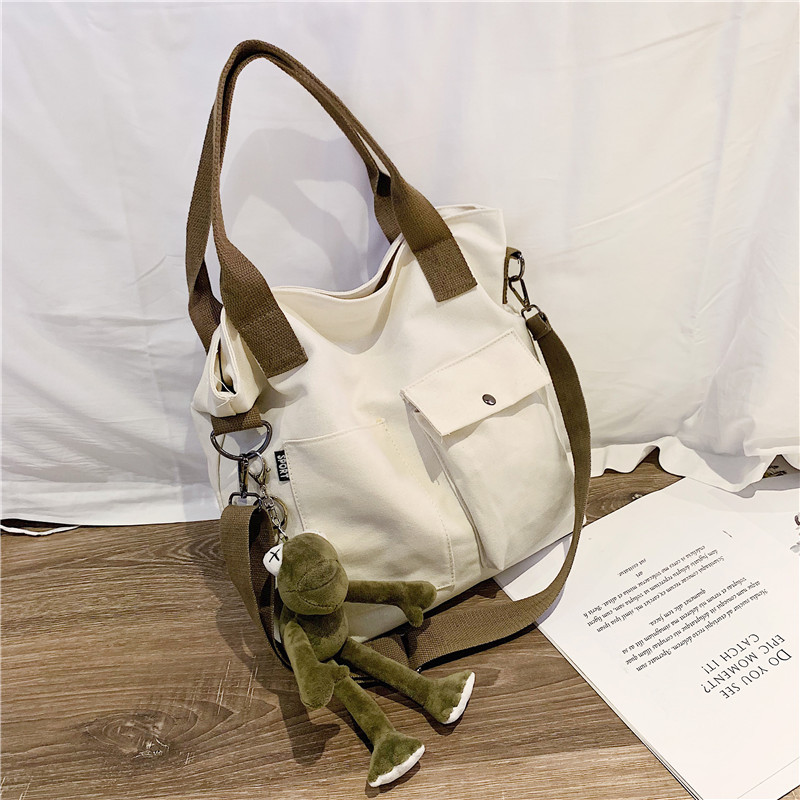 Foreign Style Canvas Bag Large Bag Women's New Fashion Korean Versatile Messenger Bag Large Capacity Single Shoulder Bag Handbag