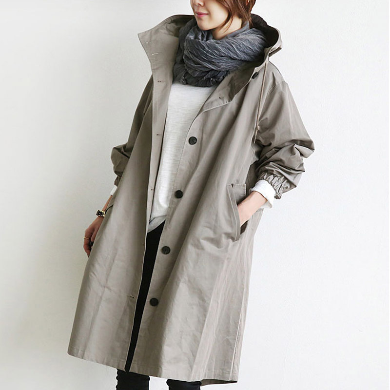 Oversized Women's Korean Style Slim Windbreaker Grey - Shop at LoveMi