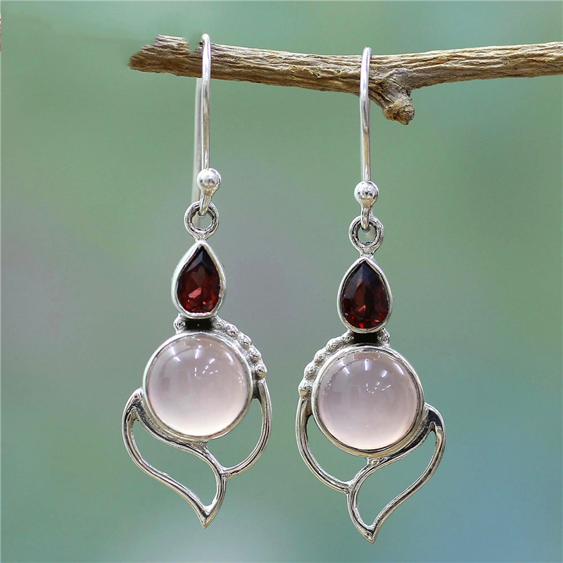 أقراط أرجوانية بتصميم إسقاط دائري بالفيروز