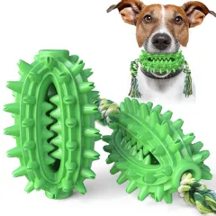 Dog Toy With Rope Fairy Ball Molar Stick Toothbrush Dog Vent Chew - Green - View 1