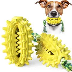Dog Toy With Rope Fairy Ball Molar Stick Toothbrush Dog Vent Chew - Yellow - View 1