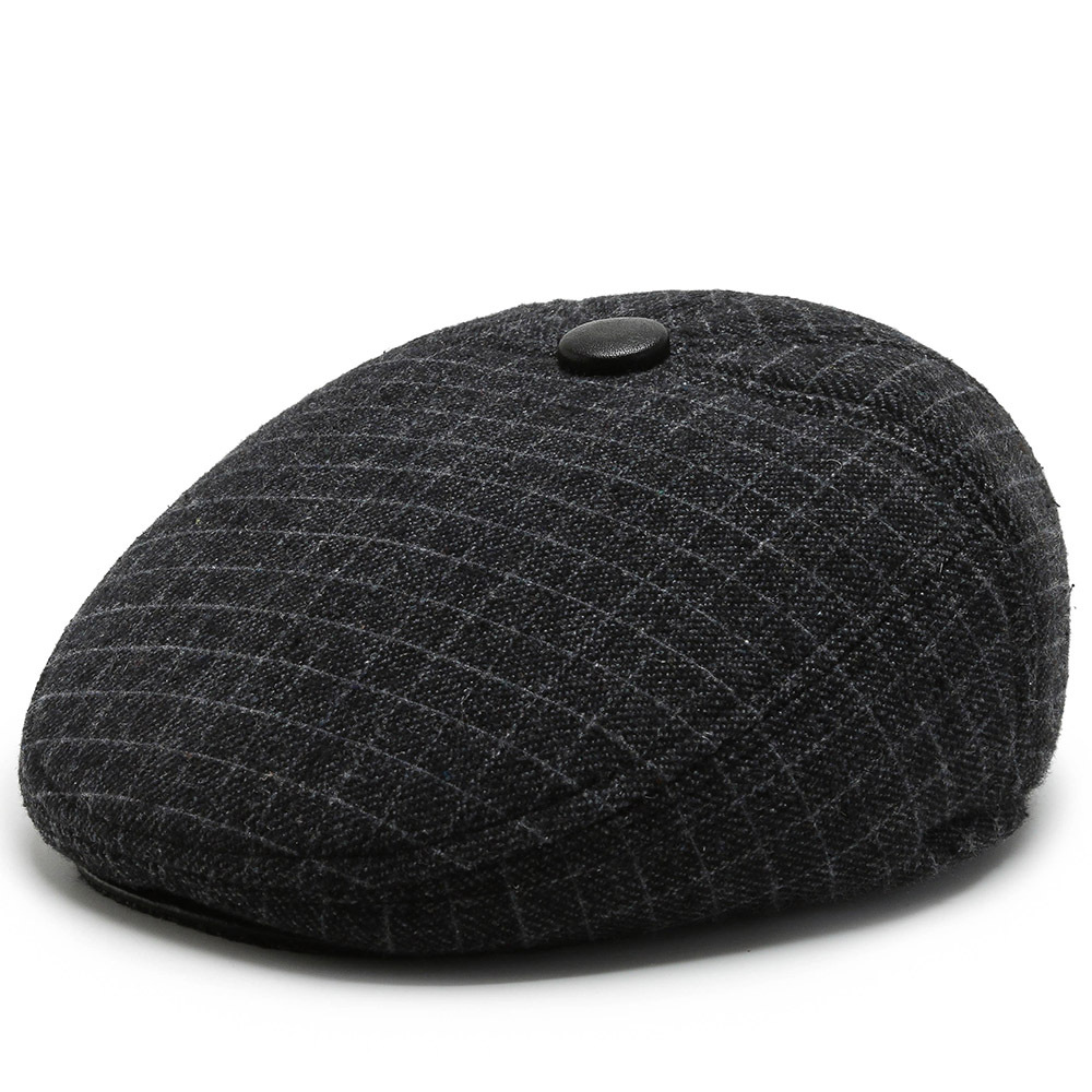 Men's forward Hat Cotton hemp breathable big head fashion British retro men's winter ear protection thickened Beret