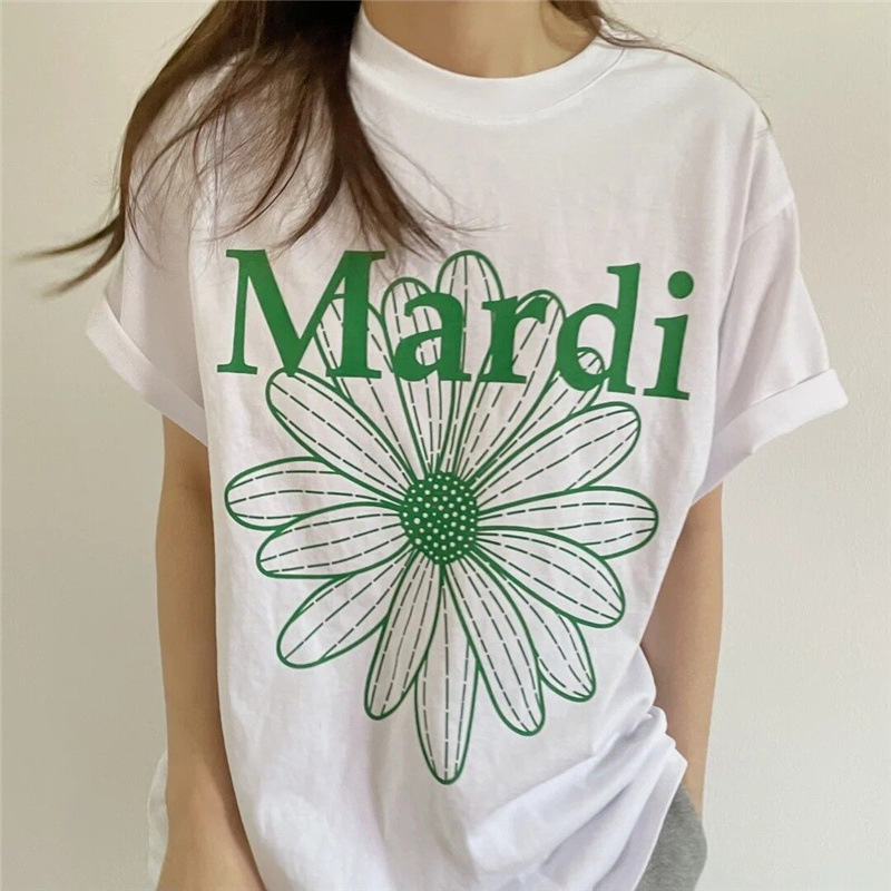 Title 4, Grüne Blumen-T-Shirt für Damen mit kurzen Ärmel...