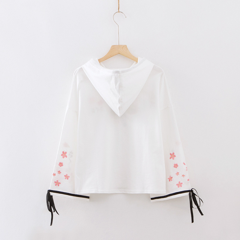 New Loose And Versatile Student Japanese Small  Horn Sleeve Hooded Sweater Women