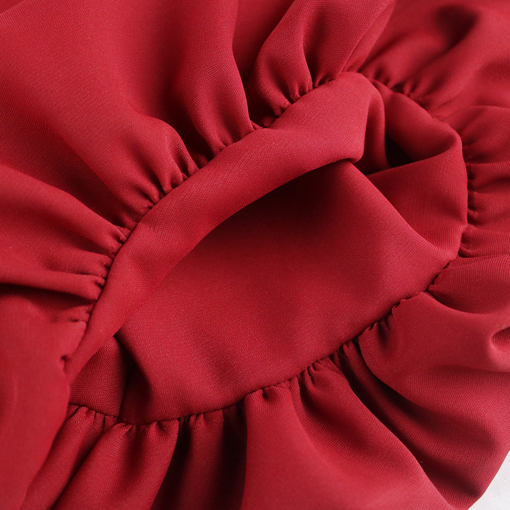 Lantern-Sleeve Pleated Long Dress, picture 2 of 5