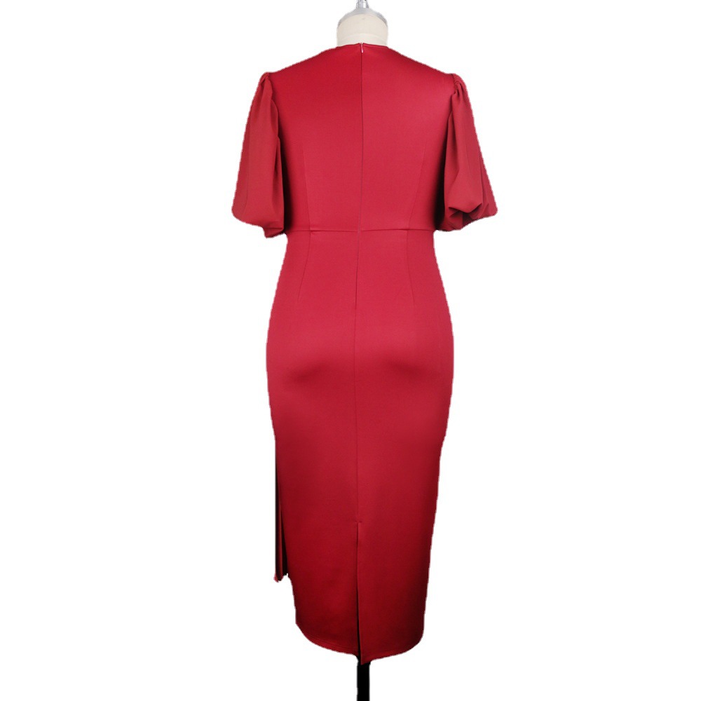 Lantern-Sleeve Pleated Long Dress, picture 3 of 5
