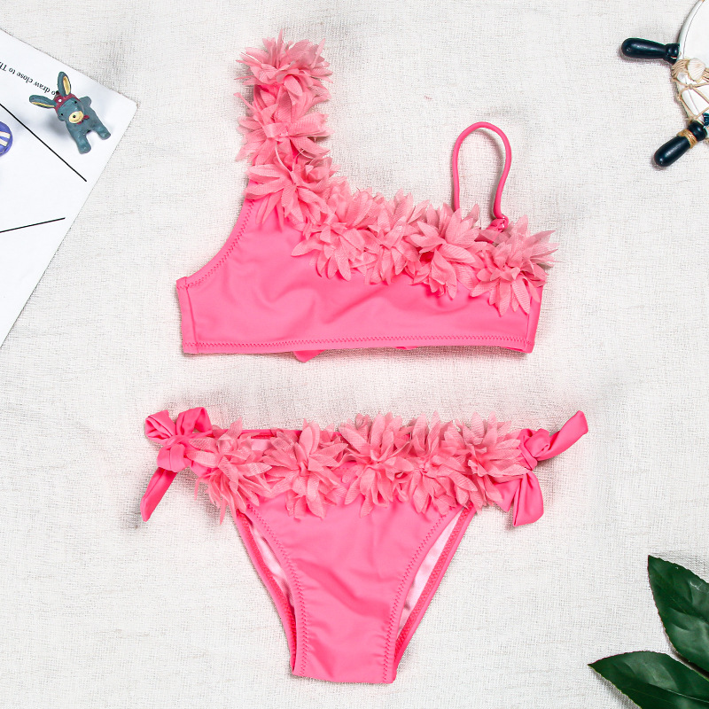 Swimsuit Female Split Baby Pink Lace Swimsuit Wholesale Foreign Trade Cross-Border Children’S Bikini