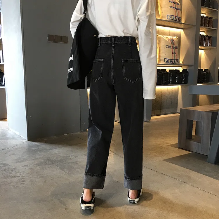 Jeans Wide-Leg Pants Straight-Leg Pants - Charcoal Grey