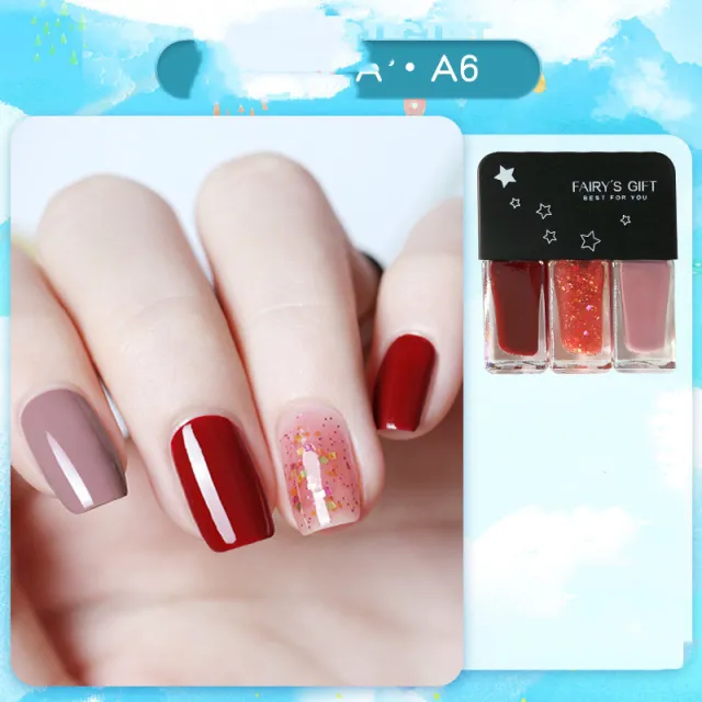 Sequined Three Color Nail Polish Set 6 Style - Shop at LoveMi