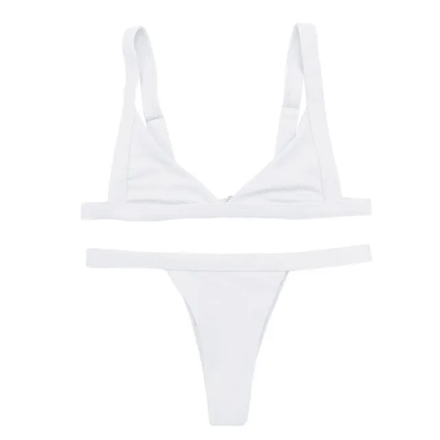 Solid Color Separate Body Swimsuit Female Multi color Sexy Contracted Fashion Bikini White - Shop at LoveMi