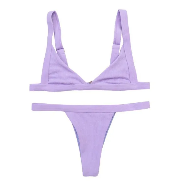 Solid Color Separate Body Swimsuit Female Multi color Sexy Contracted Fashion Bikini Purple - Shop at LoveMi