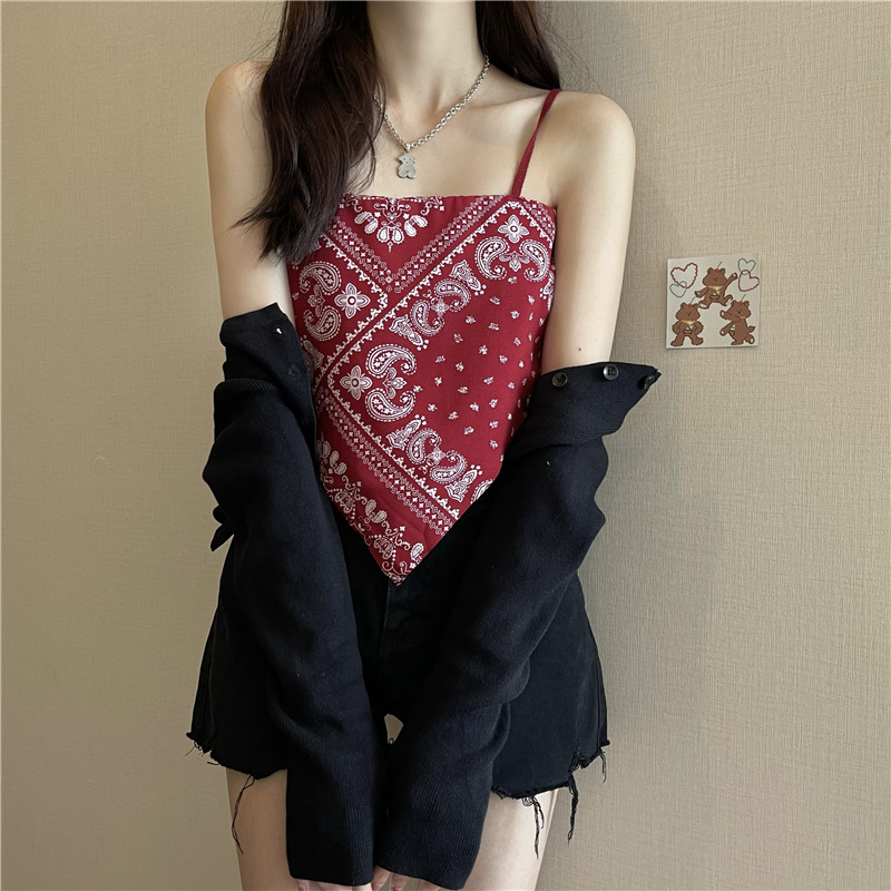 Title 3, Retro Silk Scarf Irregular Knitted Sling Top